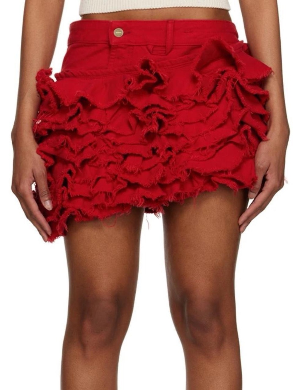 Jacquemus Raphia Ruffled Red Mini Skirt - Women's Stylish Layered Design - Picture 3 of 4